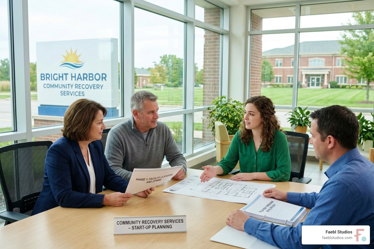 clinical team meeting discussing client care and protocols - how to start a drug rehab center