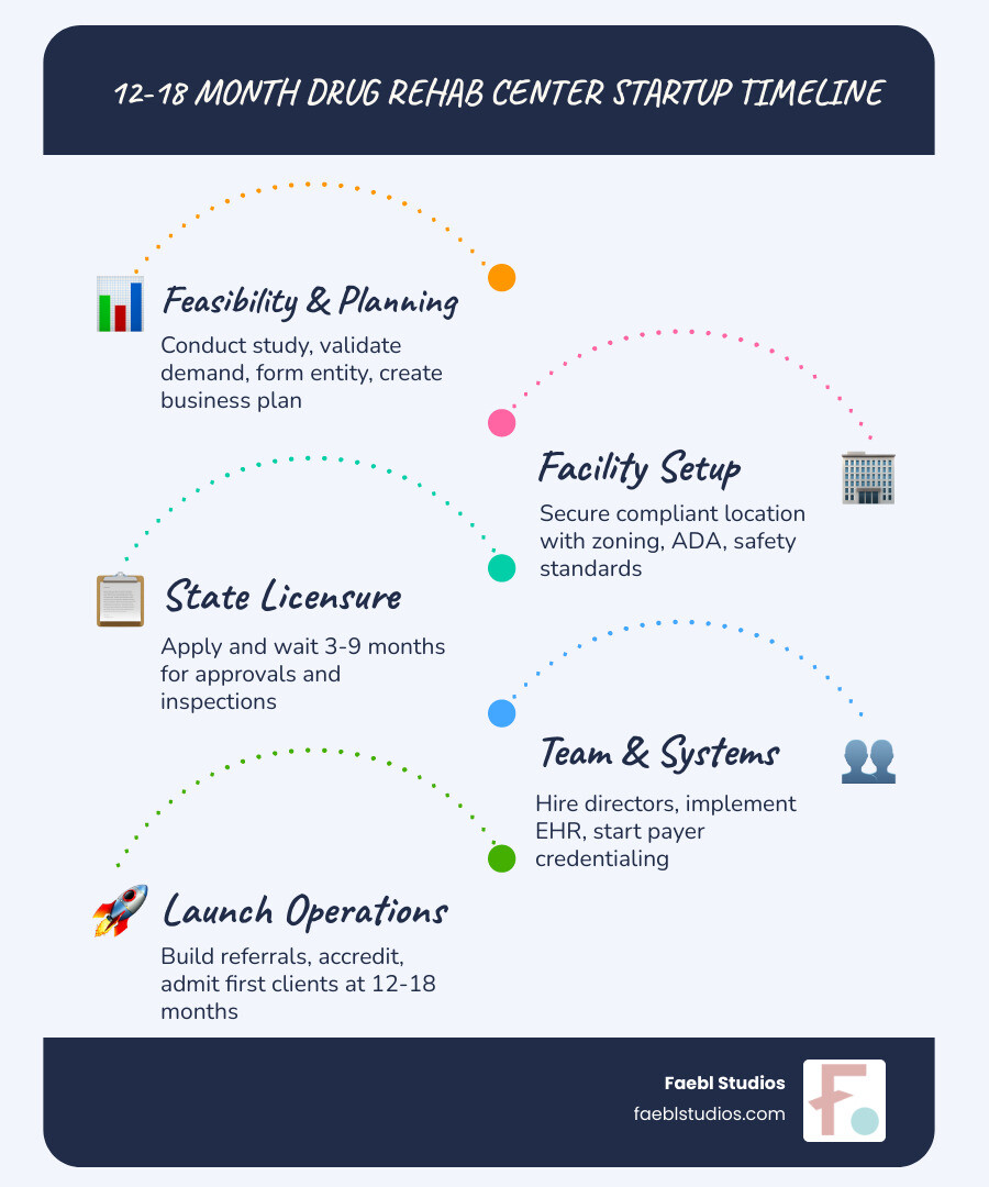 12-18 month drug rehab center startup timeline from planning to first client admission - how to start a drug rehab center